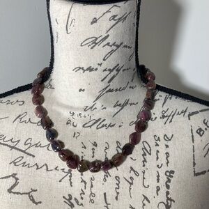 Stunning Tourmaline Necklace With 925 Silver Closure & Silver Beads EUC